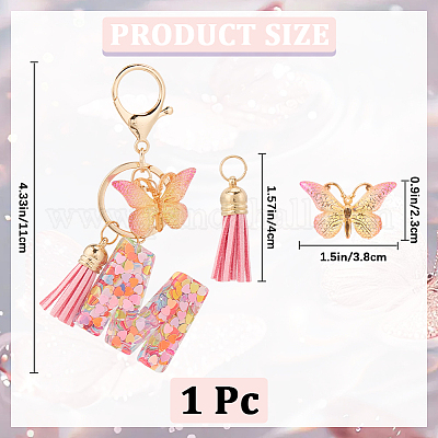 Брелок с кисточкой из цинкового сплава KEYC-WH20004-12P-1