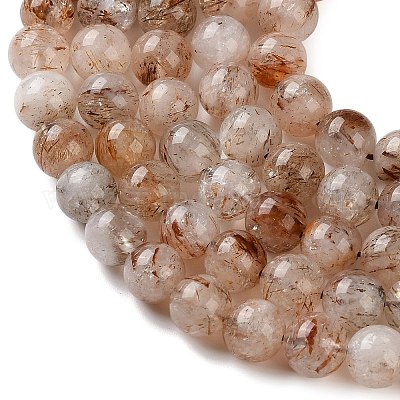 Нити бусин из рутилированного кварца из натурального черного золота&nbsp;G-C268-B02-02-1