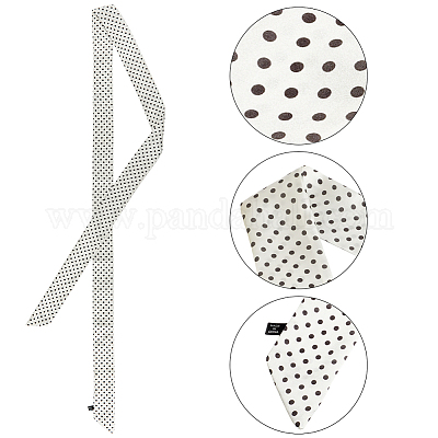 Длинный шелковый шарф из полиэстера с узором в горошек для женщин и девочек AJEW-WH20042-79A-1