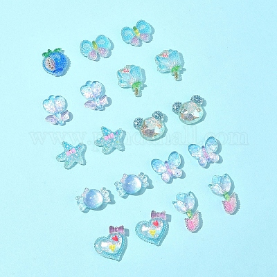 20 шт. 10 стиля цветочные прозрачные эпоксидные смолы декоден кабошоны RESI-FS0001-94-1