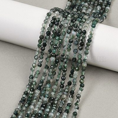 Природные моховой агат бисер нитей X-G-A129-3mm-01-1