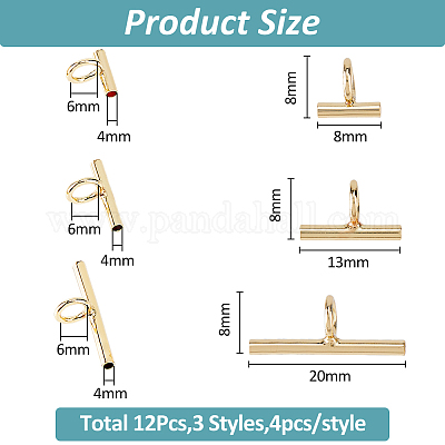 12 шт. 3 стиля латунных трубчатых дужек DIY-FH0007-67G-1