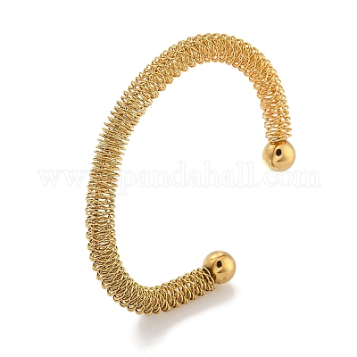 Ионное покрытие (IP) полые браслеты-манжеты из нержавеющей стали 304 для женщин и мужчин BJEW-P331-13G-1