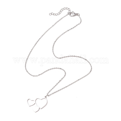 6 шт. 6 стиля 201 нержавеющая сталь 3 ожерелья с подвесками в виде сердца NJEW-JN05195-1