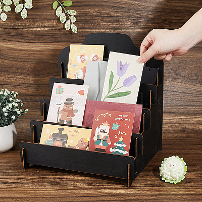 4-уровневые деревянные подставки для держателей карт ODIS-WH0078-53C-1