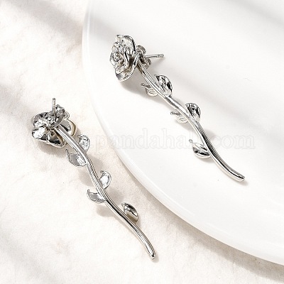 Серьги-гвоздики в виде цветка из латуни EJEW-P322-06B-P-1