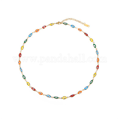 Настоящее ожерелье-цепочка с эмалированной цепочкой из нержавеющей стали 304 OH8481-4-1