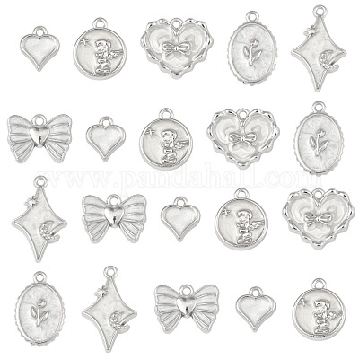 24шт 6 стиля подвески из сплава с эмалью ENAM-FS0002-65P-1