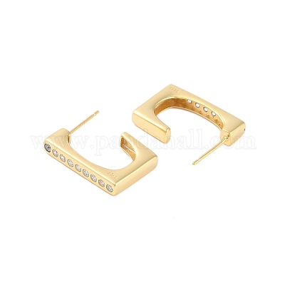 925 серьги-гвоздики из стерлингового серебра с прозрачным кубическим цирконием EJEW-U013-05G-1