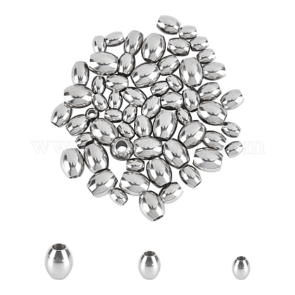 Unicraftale ca. 60 Stück 3 Größen 4/5/6mm Barrel Abstandsperlen Edelstahl lose Perlen 1.8~3mm Loch Perle Suche für DIY Armbänder Halsketten Schmuckherstellung STAS-UN0005-66-1