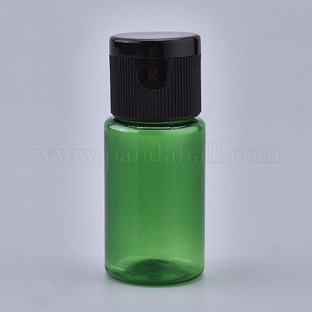 ペットのプラスチック製の空のフリップキャップボトル  黒のppプラスチック蓋付き  旅行用液体化粧品サンプル保管用  グリーン  2.3x5.65cm 容量：10ml（0.34液量オンス）。 MRMJ-K002-A01-1