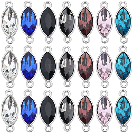 42 шт. 7-х цветные подвески-соединители из сплава стекла FIND-SC0009-55-1