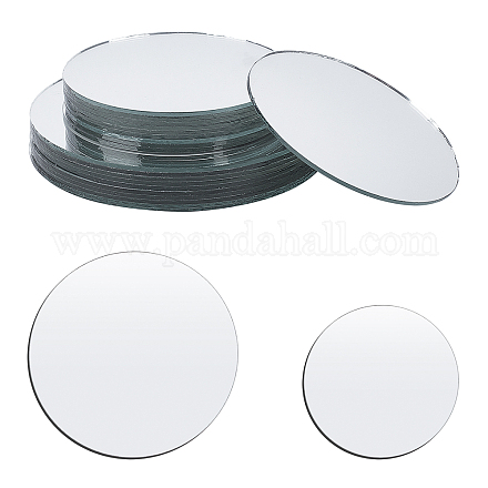 PandaHall 20pcs Round Shape Glass Mirror Tiles Tiny Mirrors for Folding Compact Mirror Cover Molds GLAA-PH0007-99-1