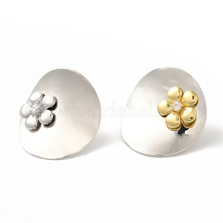 Серьги-гвоздики из латуни с микропаве из прозрачного кубического циркония EJEW-B062-06B-PG-1