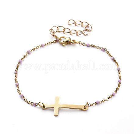 Croix 201 lien bracelets en acier inoxydable BJEW-JB05249-02-1