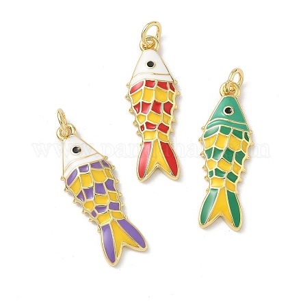 Подвески из латуни с морскими животными и эмалью KK-B155-02B-G-1