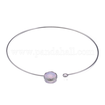 Glass Collar Necklaces NJEW-BB17046-A-1
