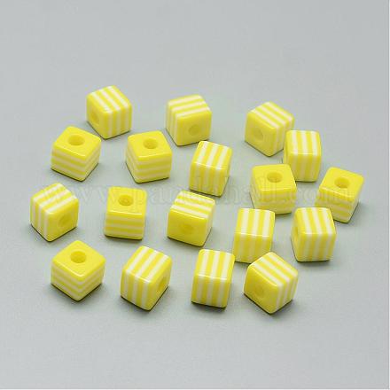 Opaque Stripe Resin Beads RESI-S342-10x10-11-1
