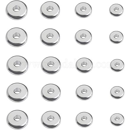 PandaHall 120pcs Stainless Steel Spacer Beads 4 Sizes Flat Round Disc Beads Large Hole Spacer Beads for Bracelet Necklace Jewelry Making STAS-PH0019-12P-1