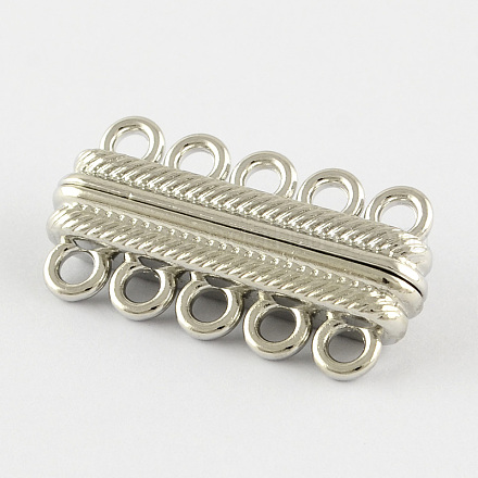 Rectangle Tibetan Style Alloy Magnetic Clasps for Jewelry Making X-PALLOY-S024-P-1