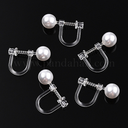 Convertitore per orecchini a clip in resina con plastica abs imitazione perla in rilievo STAS-T064-02P-1