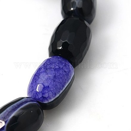 Natural Agate and Crystal Beads Strands G-G313-10x14mm-01-1