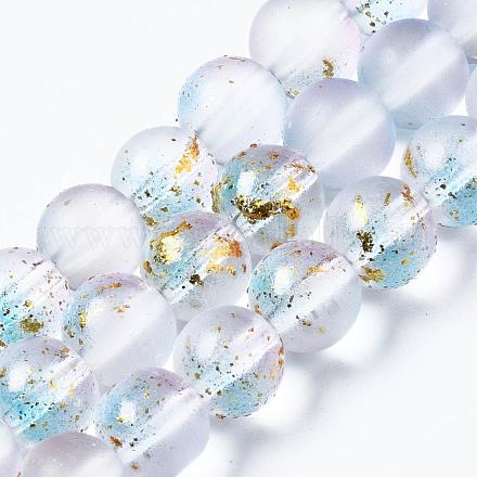 Fili di perle di vetro verniciato a spruzzo satinato X-GLAA-N035-03C-C07-1