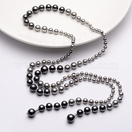 Abbastanza design dual-use perla naturale è laureato perline collane maglione catena / cinghie chain NJEW-I063-01A-1