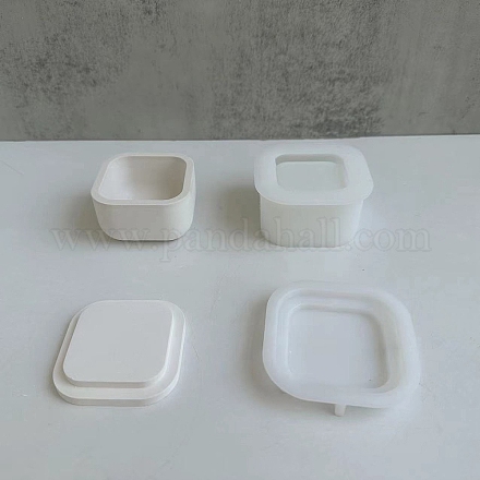 DIYキャンドルホルダーと蓋のシリコンモールド  樹脂石膏セメント鋳型  正方形  7~7.1x7~7.2x1.2~3.7cm  内径：4.6~6.05x4.6~6.05のCM  2個/セット DIY-F144-07A-1