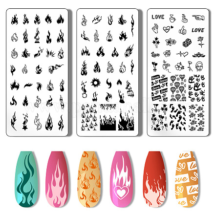 Stainless Steel DIY Nail Art Templates MRMJ-WH0092-009-1