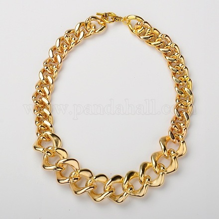 Rock Style Golden Curb Chain Necklaces NJEW-JN00621-1