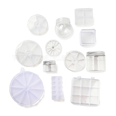 (訳あり見切り販売：多少の傷あり) プラスチック製ビーズ保存容器  混合図形  ホワイト  5.6~14.3x4.4~13.1cm  内径：5.6~8.7x4.4~10.7のCM CON-XCP0001-22-1