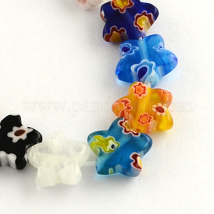 Star Handmade Millefiori Glass Beads Strands LK-R004-76-1