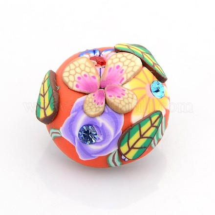 Alliage argile polymère boutons strass motif fleur bijoux snap SNAP-O016-06-1
