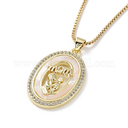 Mother's Day Brass Micro Pave Clear Cubic Zirconia Pendant Necklaces NJEW-G126-01E-1