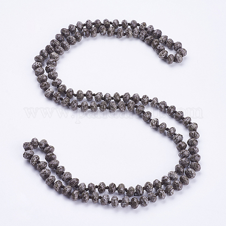 Natural Snowflake Obsidian Beaded Multi-use Necklaces/Wrap Bracelets NJEW-K095-A08-1