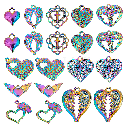 Ahandmaker 20 pezzo di ciondoli a forma di cuore color arcobaleno PALLOY-GA0001-11-1
