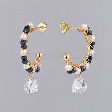 Dangle Stud Earrings EJEW-JE04058-04-1