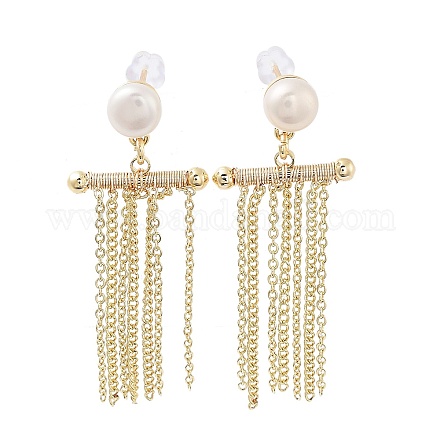 Orecchini con nappe di perle naturali EJEW-P256-29G-1