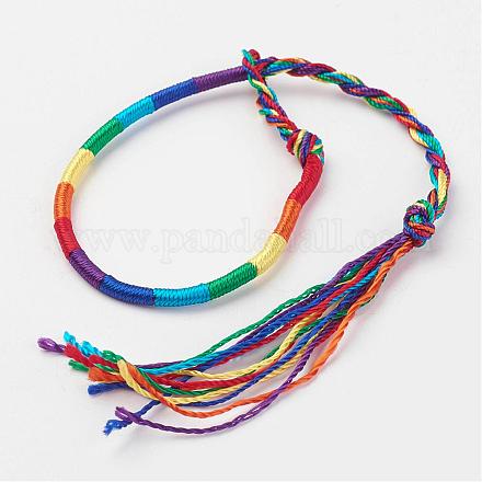 Bracelets de fils de soie tressés BJEW-N0032-08J-1
