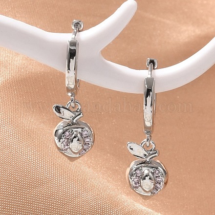 Латунные кубических серьги циркония обруч EJEW-Q015-01P-C-1