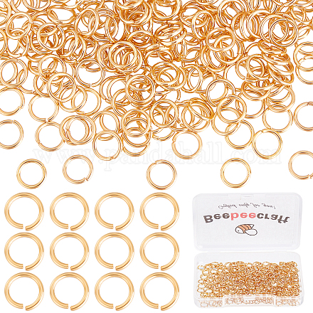 Beebeecraft 1 scatola 300 pezzi anelli di salto in oro anelli di salto aperti placcati oro 18k 5mm per la creazione di gioielli collana portachiavi connettore giallo KK-BBC0002-27A-1