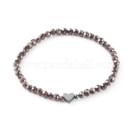 Bracelets de perles de verre rondes à facettes électrolytiques BJEW-JB06125-01-1