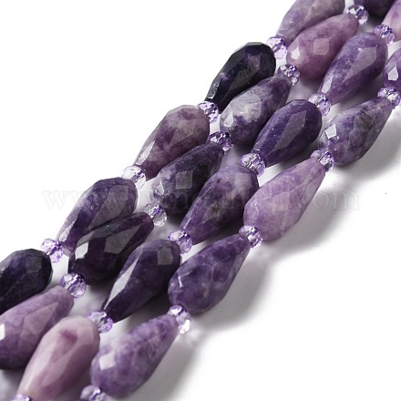 Lepidolita natural / hebras de perlas de piedra de mica púrpura G-B028-A06-1