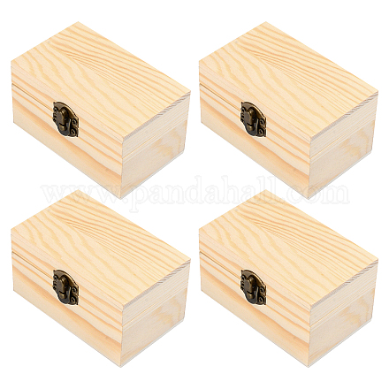 Gorgecraft 4pcs boîte à couvercle rabattable en bois rectangle OBOX-GF0001-08-1