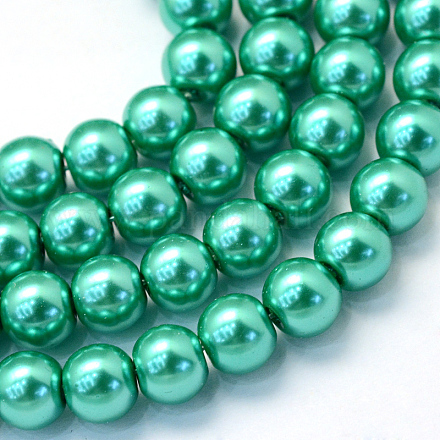 Cottura dipinto di perle di vetro perlato fili di perline rotondo X-HY-Q003-4mm-29-1