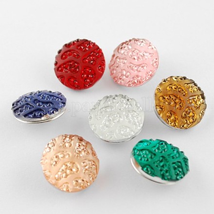 Bottoni automatici rotondi piatti in ottone con glitter in resina per gioielli X-RESI-S080-M-1