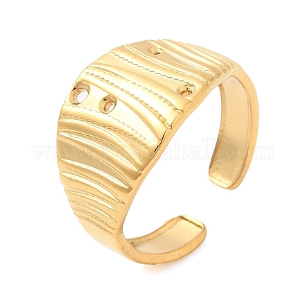 304 Stainless Steel Hollow Open Cuff Rings for Women STAS-D085-31G-1