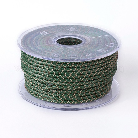 編み紐  革のアクセサリーコード  ジュエリーDIY製版材料  濃い緑  5mm  約21.87ヤード（20m）/ロール WL-I004-5mm-23-1