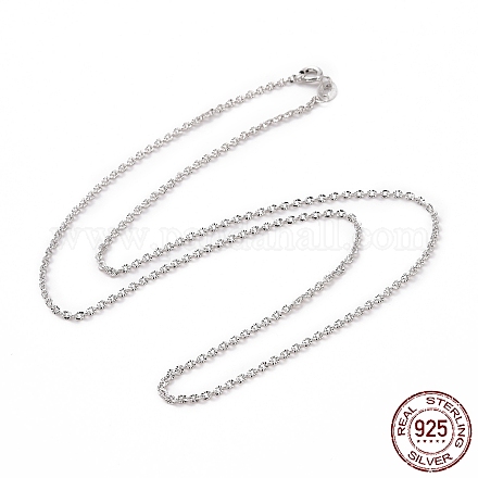 Strukturierte Kabelketten-Halskette aus 925 rhodiniertem Sterlingsilber für Damen STER-I021-10P-1